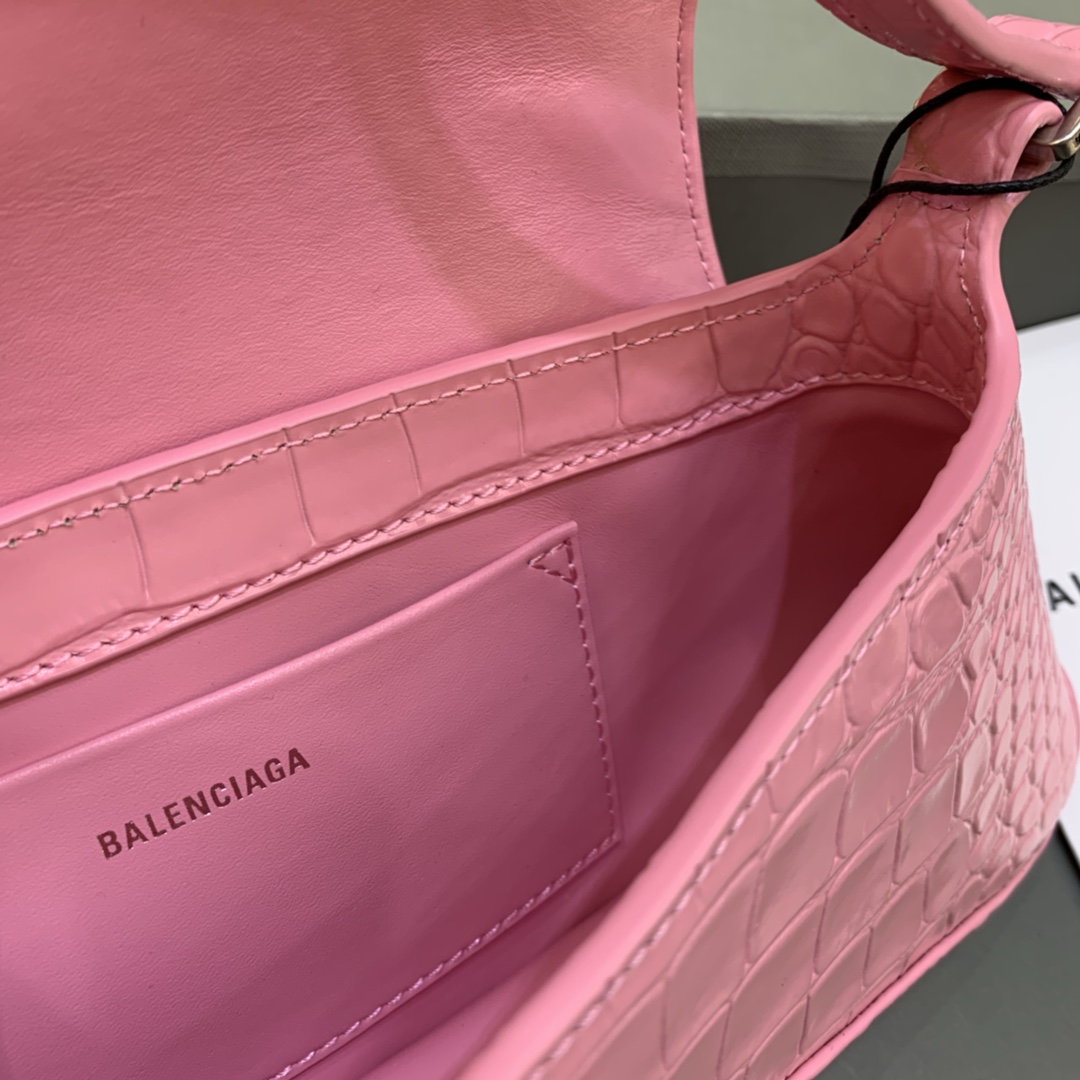 Balenciaga XX Small Flap Bag Crocodile Embossed Pink